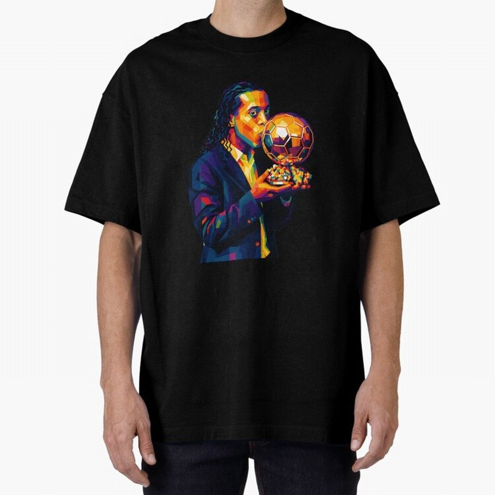 Ronaldinho Wpap Art Oversized T-Shirt Treasure the FIFA World Cup 2026 USA Canada Mexico Journey through CR7 Highlights, Brazil Pride, Champion Mindset, Group Stage Buzz, Knockout Tension and Passionate Fan Culture; Ideal for Fans Who Follow Messi,