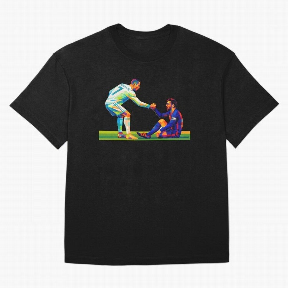 Cristiano Ronaldo & Messi Wpap Art Oversized T-Shirt Bring a Vintage Feel to Global Football Passion for FIFA World Cup 2026 Group Stage, Driven by Neymar, Haaland and Cristiano Ronaldo, Germany, Stadium Chants, National Pride, Trophy Dreams and