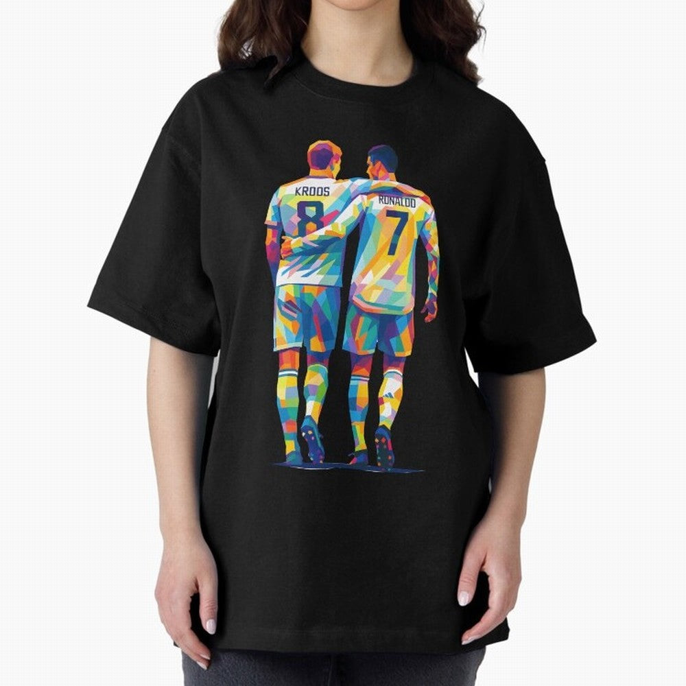 Cristiano Ronaldo & Toni Kroos Wpap Art Oversized T-Shirt Celebrate National Team Dreams in FIFA World Cup 2026 Spirit, Made for England and Germany, Mbappe and Neymar, Vintage Soccer Flavor, Modern Football Stars, National Flags and Final Night