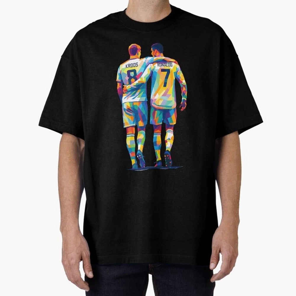 Cristiano Ronaldo & Toni Kroos Wpap Art Oversized T-Shirt Celebrate National Team Dreams in FIFA World Cup 2026 Spirit, Made for England and Germany, Mbappe and Neymar, Vintage Soccer Flavor, Modern Football Stars, National Flags and Final Night