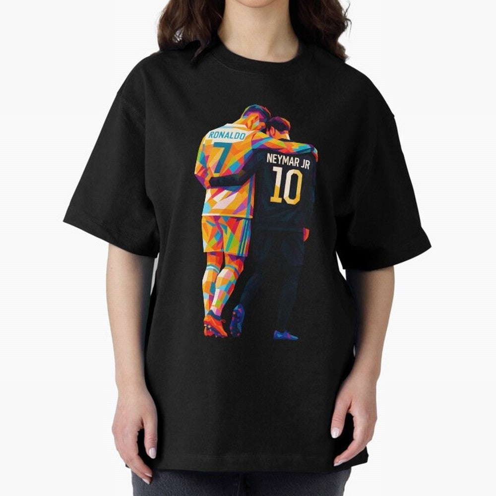 Cristiano Ronaldo & Neymar JR Wpap Art Oversized T-Shirt Celebrate the Biggest Stage of FIFA World Cup 2026 USA Canada Mexico for Fans of Haaland and France and Portugal, Bringing Football History, Final Match Energy, Crowd Noise and Once in a