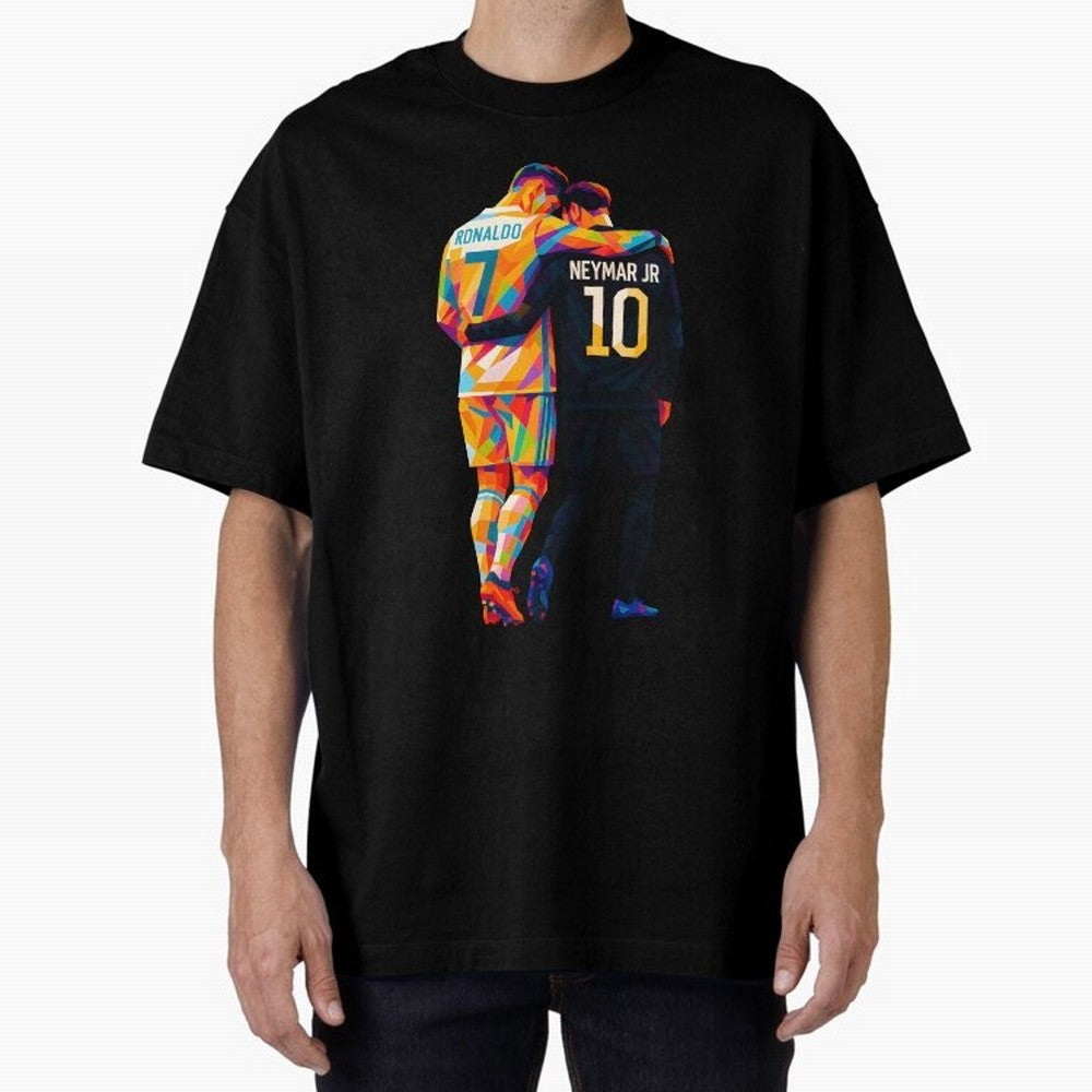 Cristiano Ronaldo & Neymar JR Wpap Art Oversized T-Shirt Celebrate the Biggest Stage of FIFA World Cup 2026 USA Canada Mexico for Fans of Haaland and France and Portugal, Bringing Football History, Final Match Energy, Crowd Noise and Once in a