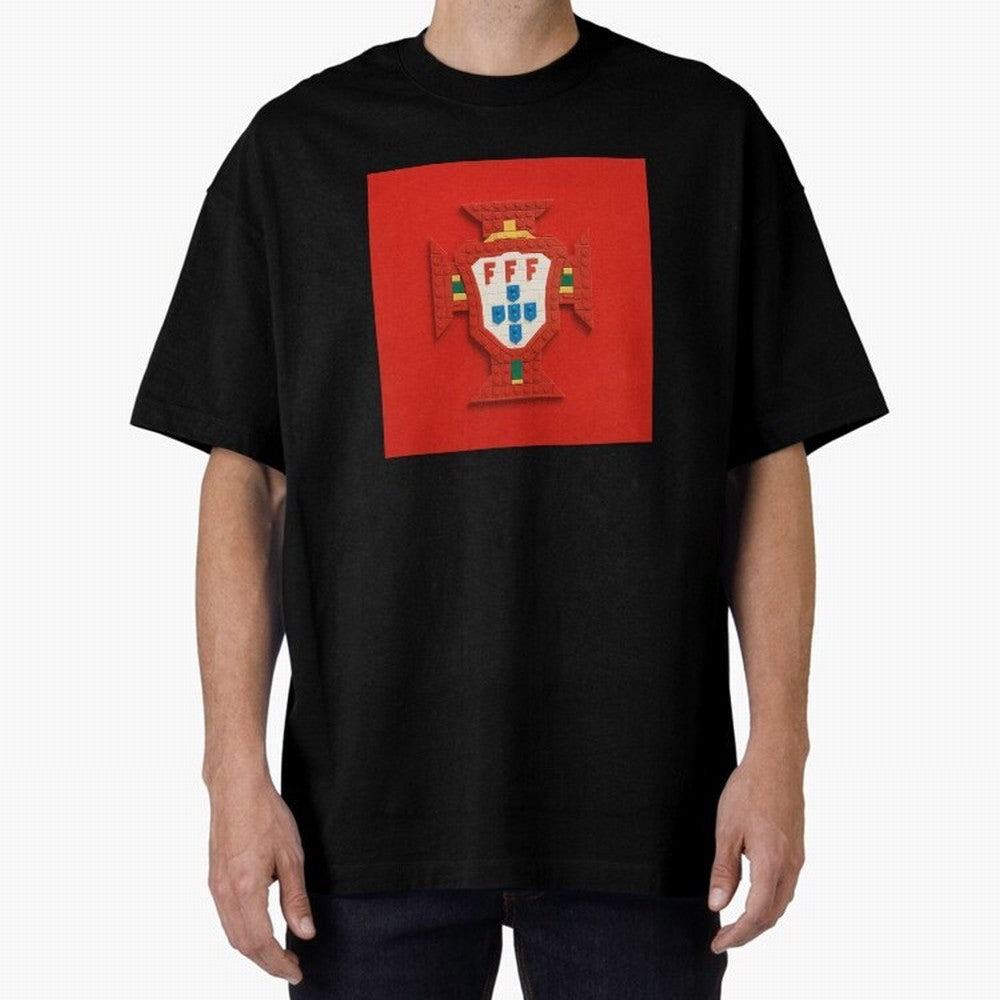 Portugal Blocks Oversized T-Shirt Feel the Roar of FIFA World Cup 2026 Spirit, Driven by England, France and Netherlands, CR7, Sports Nostalgia, International Competition, Famous Players and Unforgettable Victories; Perfect for People Who Love