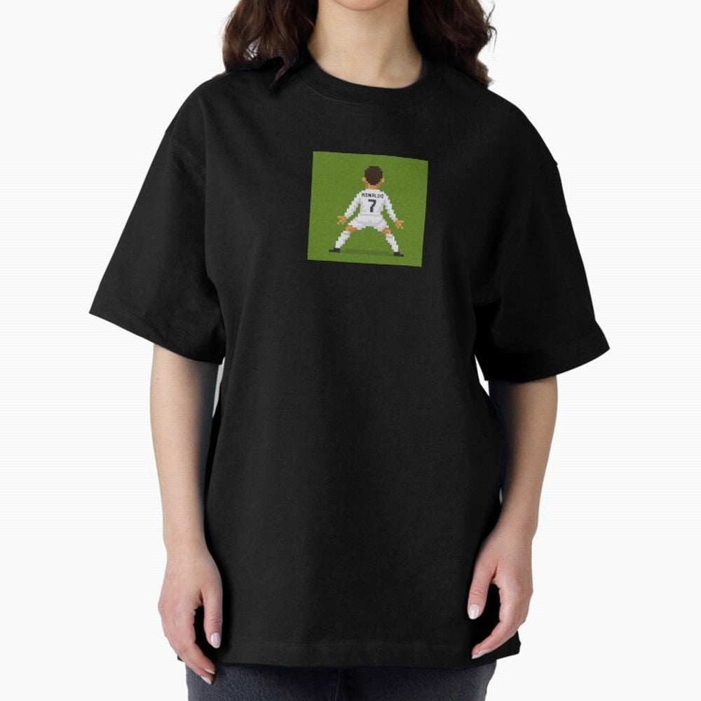 Cristiano Ronaldo Real Madrid Pixel Siuuu Art Oversized T-Shirt Keep Football History Alive during FIFA World Cup 2026 Group Stage Built around Mbappe and Neymar, Argentina, France and Brazil Energy, Retro Football Energy, Iconic Rivalries, Trophy