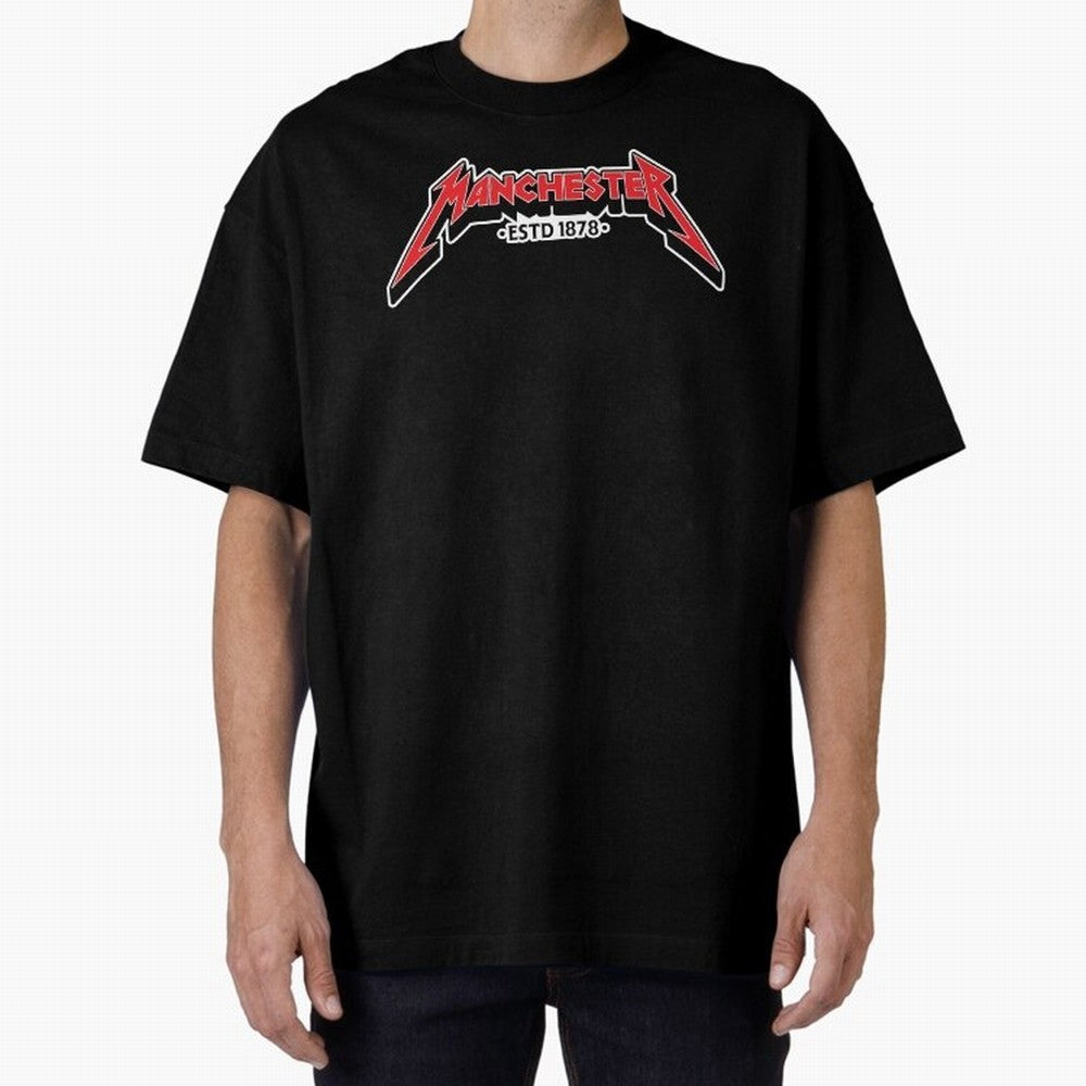 Manchester United Metal Font Oversized T-Shirt Experience the Global Stage of FIFA World Cup 2026 Spirit, Capturing Portugal, Messi, CR7 and Mbappe, Classic Soccer Heritage, Championship Pressure, Fan Loyalty and International Pride; Perfect for