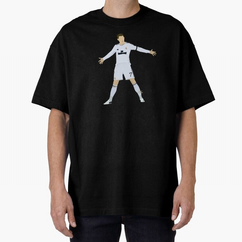 Cristiano Ronaldo celebrates at Real Madrid Oversized T-Shirt Show Your Tournament Heart for FIFA World Cup 2026 USA Canada Mexico Celebrating Haaland and Mbappe, Germany Energy, Championship Spirit, Famous Goals, Roaring Crowds and International