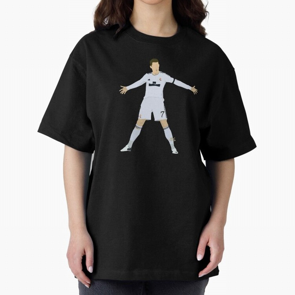 Cristiano Ronaldo celebrates at Real Madrid Oversized T-Shirt Show Your Tournament Heart for FIFA World Cup 2026 USA Canada Mexico Celebrating Haaland and Mbappe, Germany Energy, Championship Spirit, Famous Goals, Roaring Crowds and International