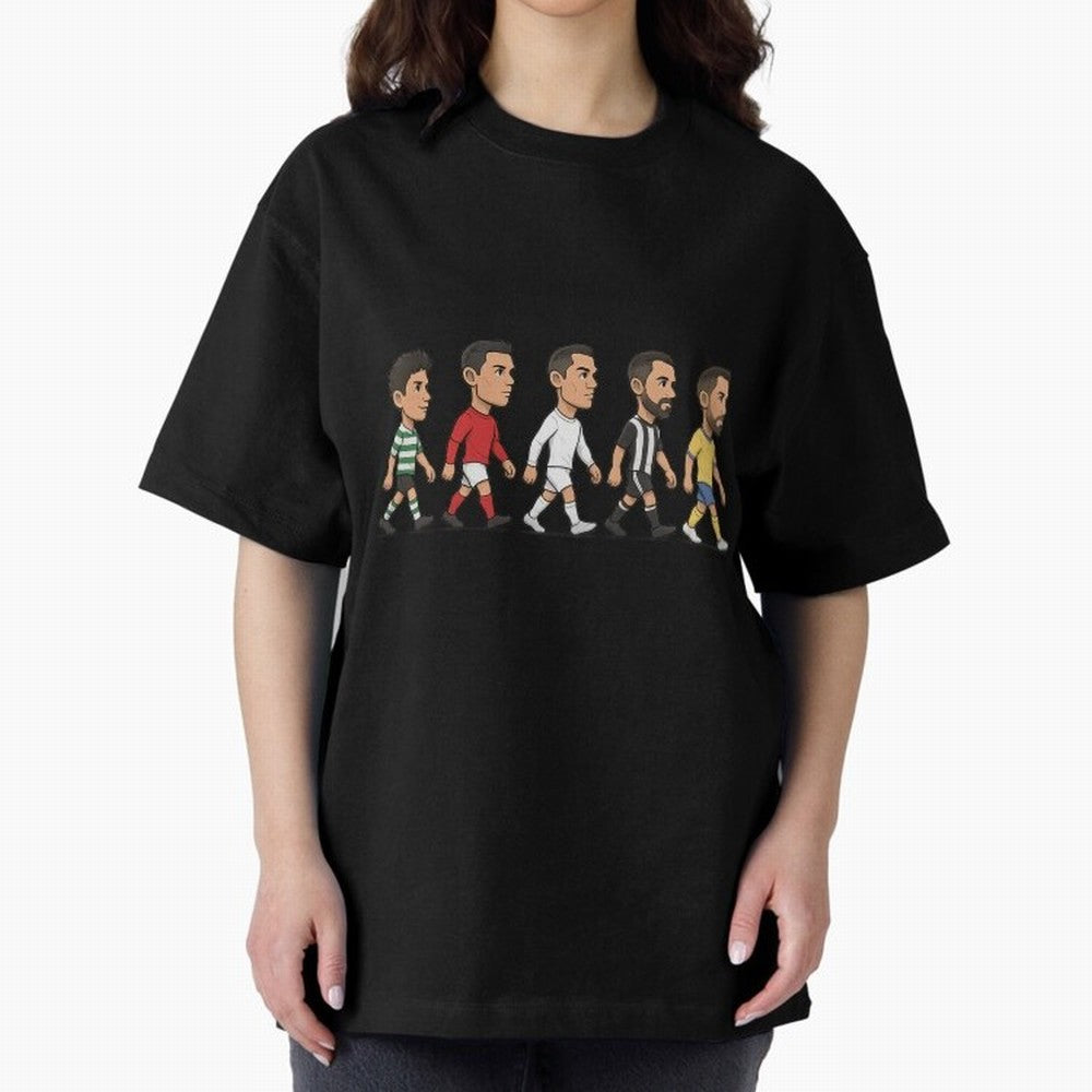 Ronaldo Evolution Sticker ¨C Cartoon Football Art from Sporting to Al-Nassr Oversized T-Shirt Turn Every Weekend Toward FIFA World Cup 2026 Connected to Mbappe, Spain Energy, Stadium Chants, National Pride, Trophy Dreams and Unforgettable Football