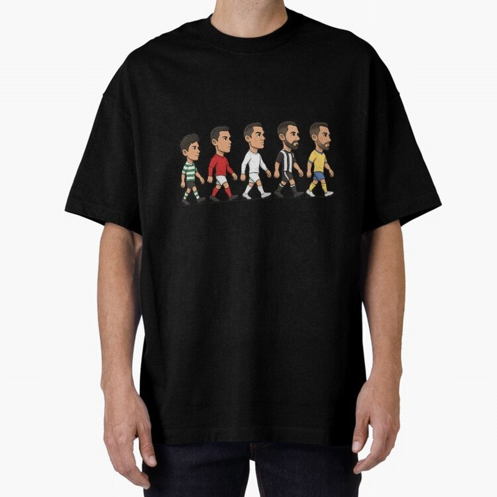 Ronaldo Evolution Sticker ¨C Cartoon Football Art from Sporting to Al-Nassr Oversized T-Shirt Turn Every Weekend Toward FIFA World Cup 2026 Connected to Mbappe, Spain Energy, Stadium Chants, National Pride, Trophy Dreams and Unforgettable Football