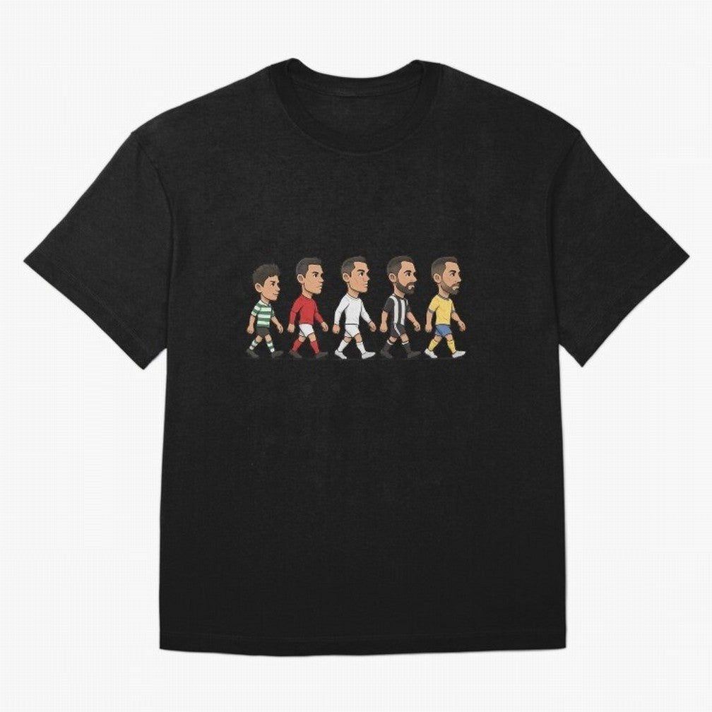 Ronaldo Evolution Sticker ¨C Cartoon Football Art from Sporting to Al-Nassr Oversized T-Shirt Turn Every Weekend Toward FIFA World Cup 2026 Connected to Mbappe, Spain Energy, Stadium Chants, National Pride, Trophy Dreams and Unforgettable Football