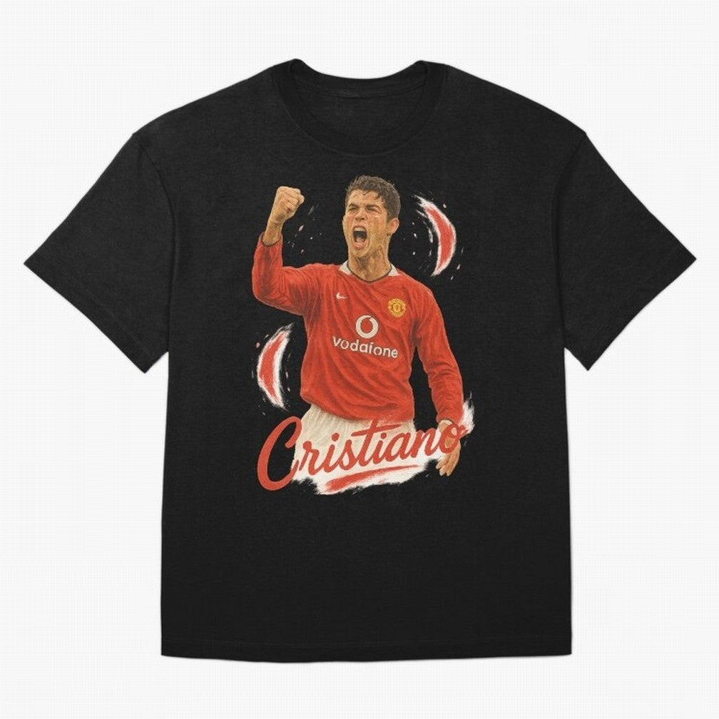 Young Cristiano Ronaldo Man United Art ¨C Rising Soccer Legend Tribute	 Oversized T-Shirt Cheer through Every Moment of Global Football Passion for FIFA World Cup 2026 USA Canada Mexico, Made for Haaland and Mbappe, Spain and Netherlands, Football