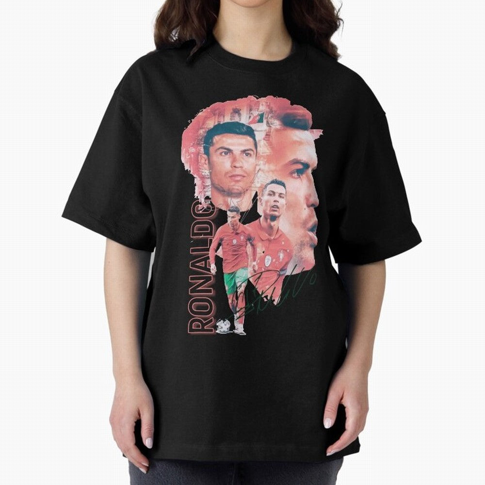 Cristiano Ronaldo Design Oversized T-Shirt Bring Global Tournament Vibes to FIFA World Cup 2026 for Fans of CR7 and Spain, Bringing Goal Celebration Energy, Supporter Heritage, Football Icons and Worldwide Tournament Joy; Perfect for People Who