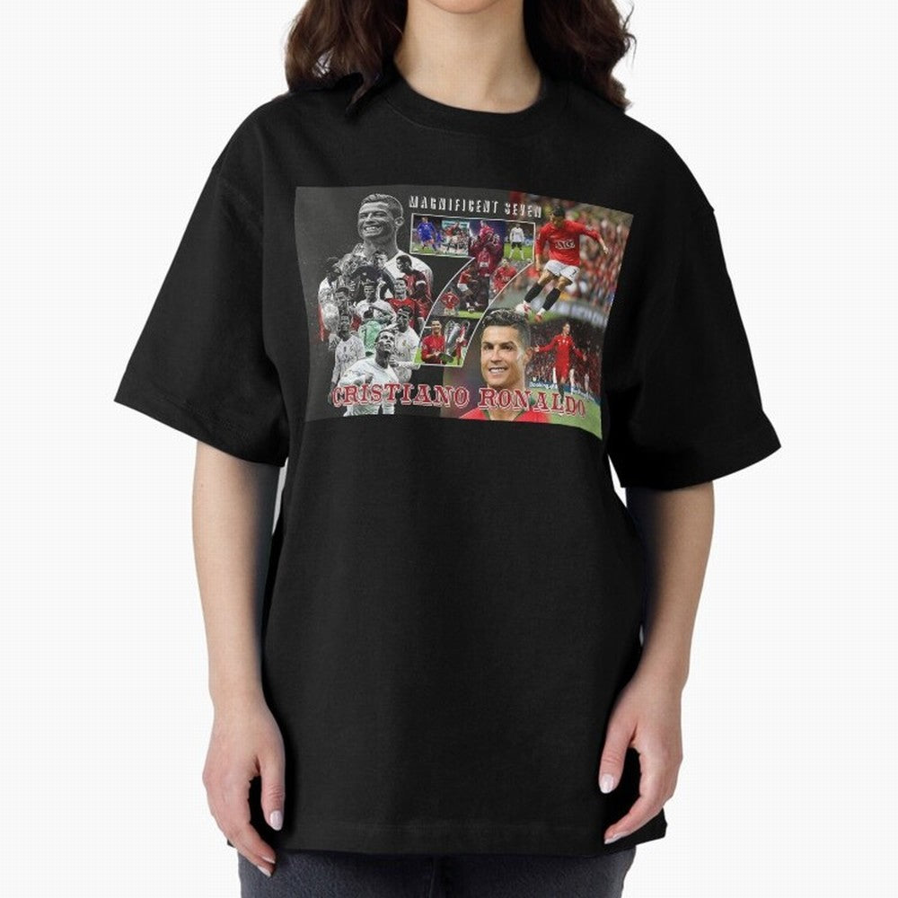 Cristiano Ronaldo - Magnificent 7 Poster Oversized T-Shirt Showcase FIFA World Cup 2026 USA Canada Mexico Made for CR7 and Messi, Spain Energy, Fan Favorite Moments, National Team Passion, Big Match Drama and Soccer History; Ideal for Fans Who