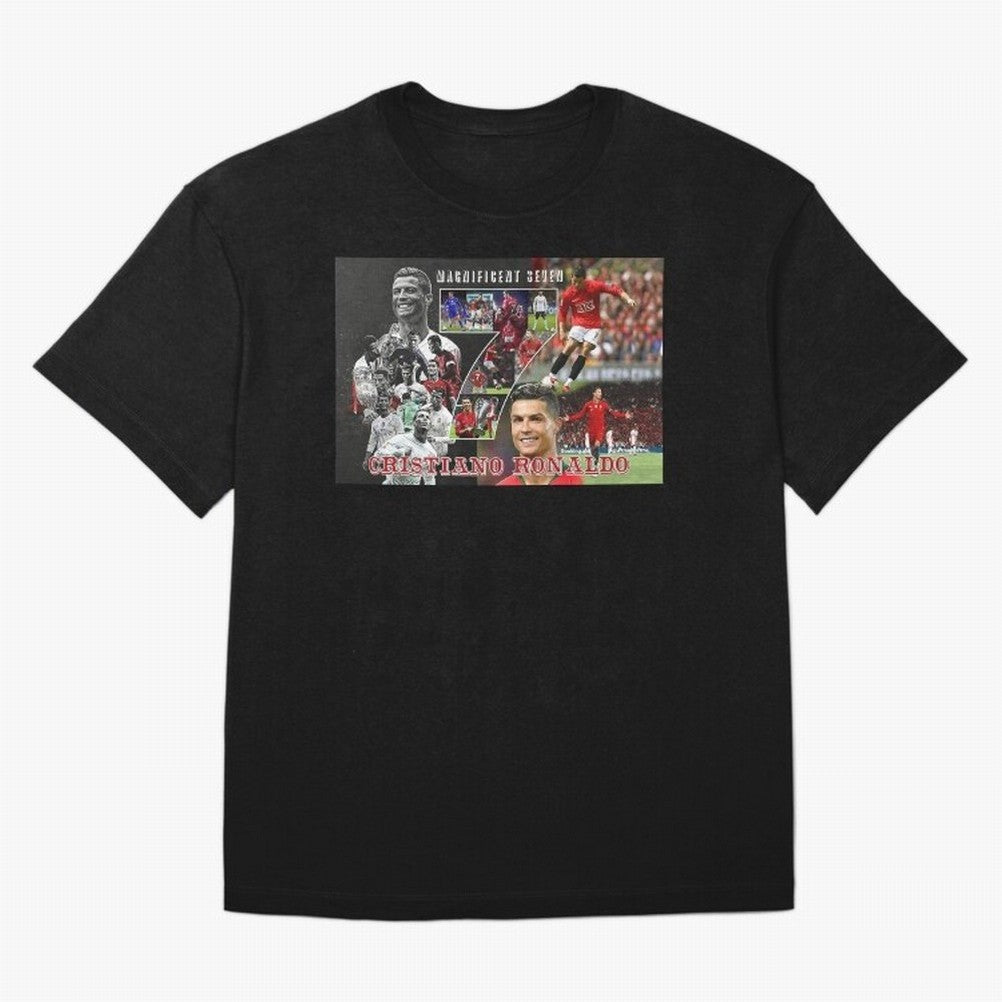 Cristiano Ronaldo - Magnificent 7 Poster Oversized T-Shirt Showcase FIFA World Cup 2026 USA Canada Mexico Made for CR7 and Messi, Spain Energy, Fan Favorite Moments, National Team Passion, Big Match Drama and Soccer History; Ideal for Fans Who
