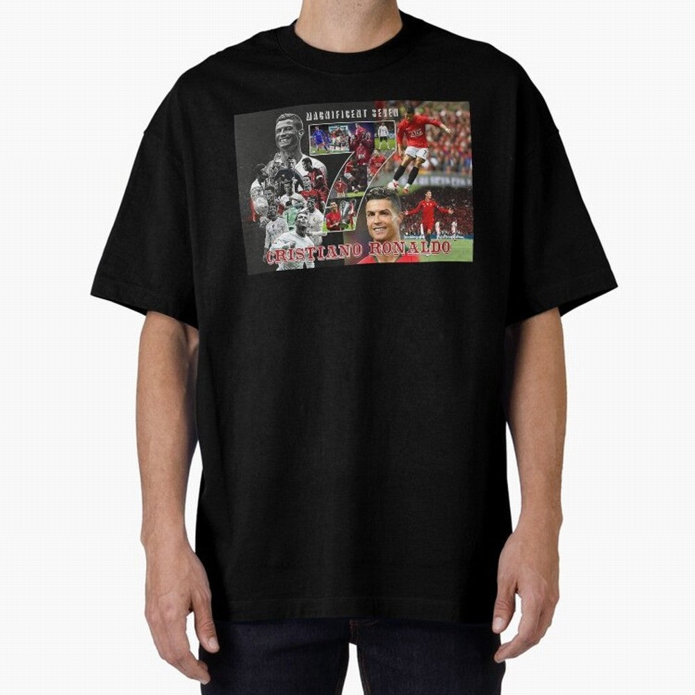 Cristiano Ronaldo - Magnificent 7 Poster Oversized T-Shirt Showcase FIFA World Cup 2026 USA Canada Mexico Made for CR7 and Messi, Spain Energy, Fan Favorite Moments, National Team Passion, Big Match Drama and Soccer History; Ideal for Fans Who