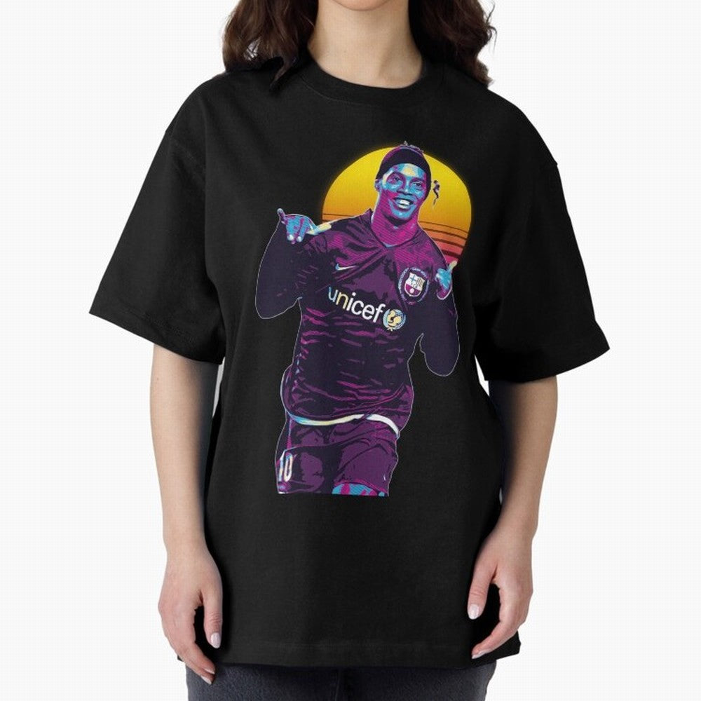 ronaldinho retro Oversized T-Shirt Celebrate Soccer Greatness during the FIFA World Cup 2026 USA Canada Mexico Journey through Mbappe and Neymar Highlights, Brazil, Portugal and Argentina Pride, Champion Mindset, Group Stage Buzz, Knockout Tension