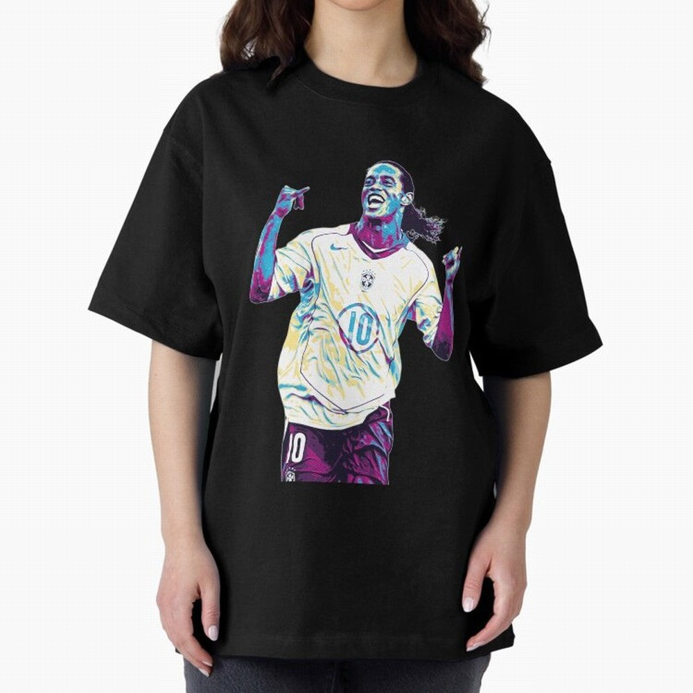 Ronaldinho brazil team Oversized T-Shirt Refresh Global Football Passion for FIFA World Cup 2026 USA Canada Mexico, with Cristiano Ronaldo, Haaland and CR7, Portugal, Worldwide Fan Energy, Dramatic Goals, Stadium Lights and Championship