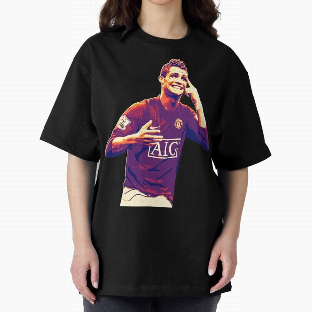 ronaldo Manchester United jarsey Oversized T-Shirt Keep Football History Alive during Match Day Hype around FIFA World Cup 2026 USA Canada Mexico, Cristiano Ronaldo, Haaland and CR7, England, Football History, Final Match Energy, Crowd Noise and