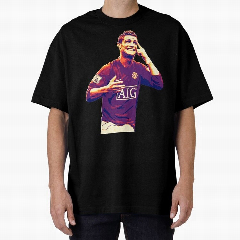ronaldo Manchester United jarsey Oversized T-Shirt Keep Football History Alive during Match Day Hype around FIFA World Cup 2026 USA Canada Mexico, Cristiano Ronaldo, Haaland and CR7, England, Football History, Final Match Energy, Crowd Noise and