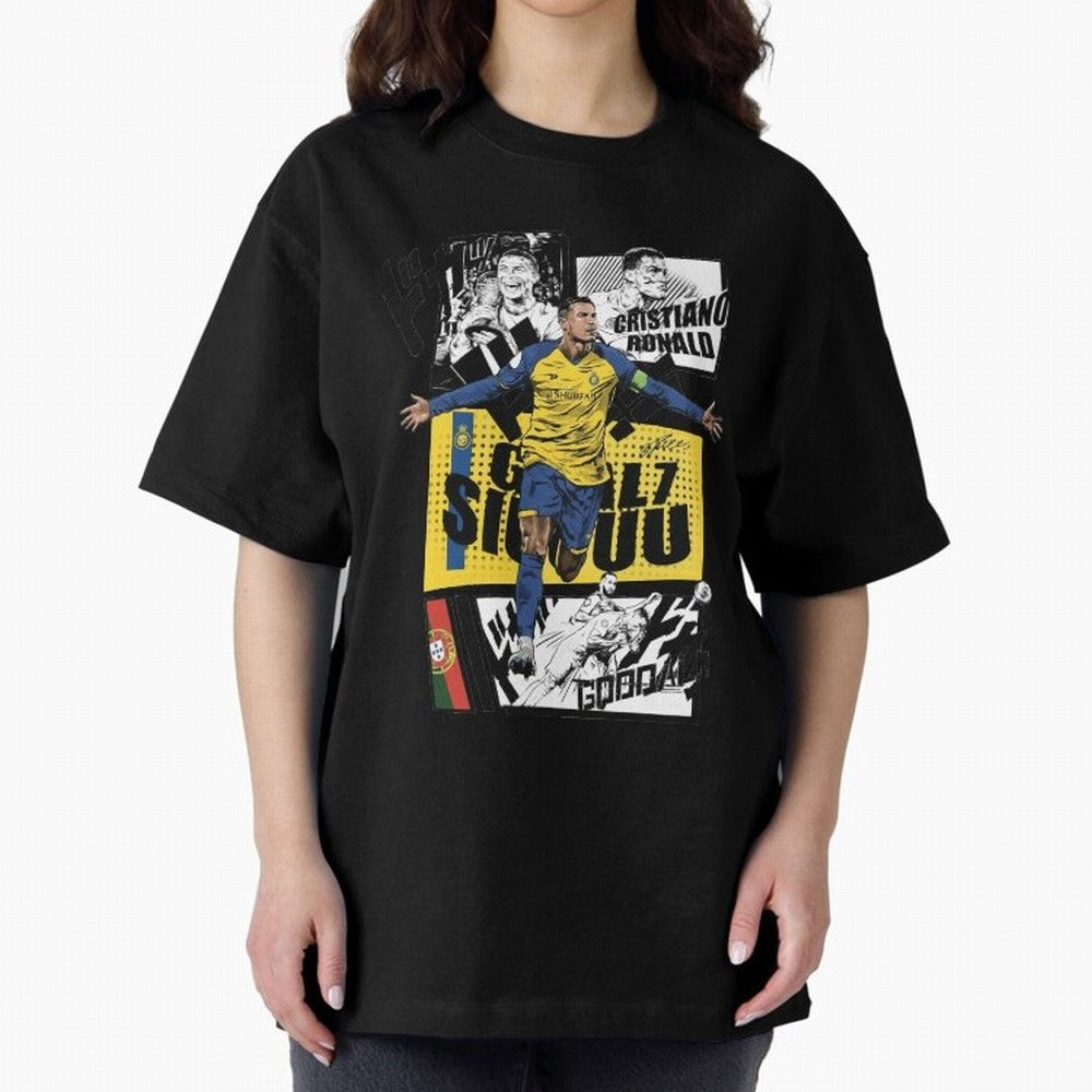 Cristiano Ronaldo CR7 Scorer Oversized T-Shirt Follow the Road to FIFA World Cup 2026 USA Canada Mexico Spirit, Celebrating Portugal, Cristiano Ronaldo, Haaland and CR7, Classic Soccer Heritage, Championship Pressure, Fan Loyalty and International