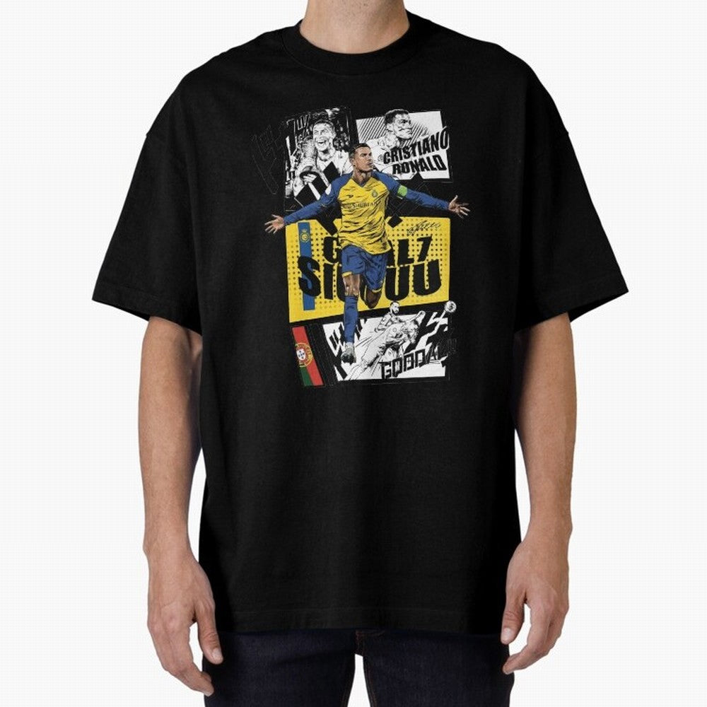Cristiano Ronaldo CR7 Scorer Oversized T-Shirt Follow the Road to FIFA World Cup 2026 USA Canada Mexico Spirit, Celebrating Portugal, Cristiano Ronaldo, Haaland and CR7, Classic Soccer Heritage, Championship Pressure, Fan Loyalty and International