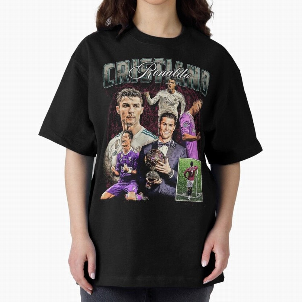 Cristiano Ronaldo Bootleg design Oversized T-Shirt Represent Fans Who Live for Match Day Hype around FIFA World Cup 2026 Group Stage, Messi, Neymar and Mbappe, England, Football Festival Excitement, Trophy Ambitions, Country Rivalries and Star
