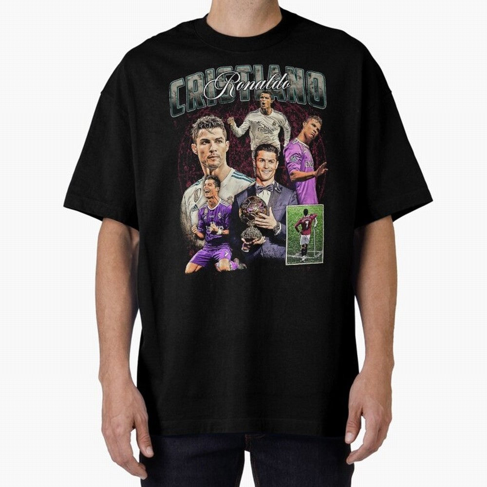 Cristiano Ronaldo Bootleg design Oversized T-Shirt Represent Fans Who Live for Match Day Hype around FIFA World Cup 2026 Group Stage, Messi, Neymar and Mbappe, England, Football Festival Excitement, Trophy Ambitions, Country Rivalries and Star