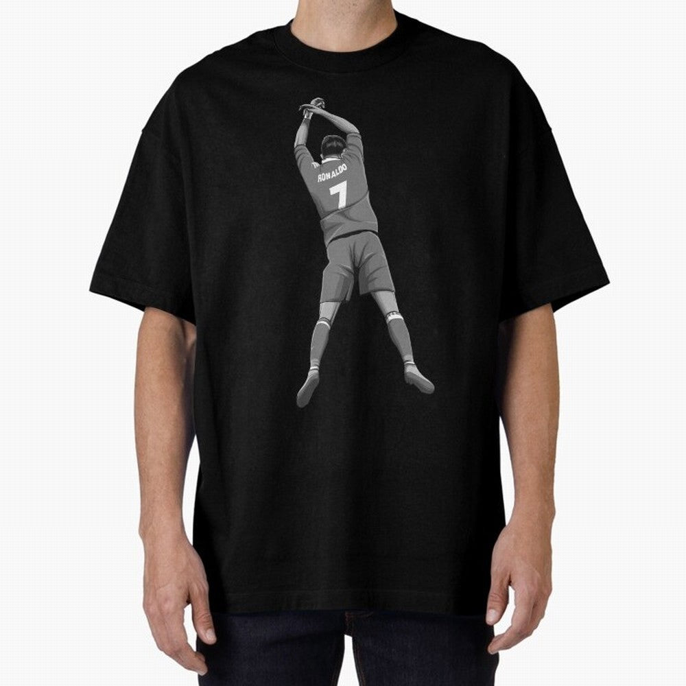 Cristiano Ronaldo Black and White Version Oversized T-Shirt Honor the Beautiful Game during Global Football Passion for FIFA World Cup 2026, Built around Haaland, Spain, Sports Nostalgia, International Competition, Famous Players and Unforgettable