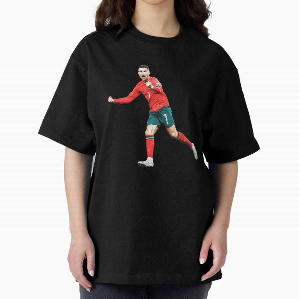 Cristiano Ronaldo Oversized T-Shirt Feel the Roar of Global Football Passion for FIFA World Cup 2026, with Neymar, Haaland and Cristiano Ronaldo, Spain, Championship Spirit, Famous Goals, Roaring Crowds and International Football Unity; Great for