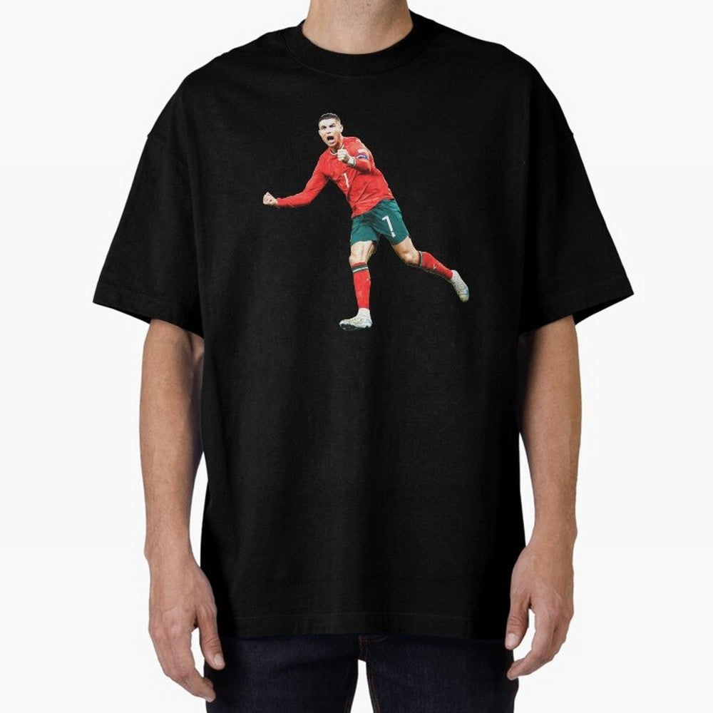 Cristiano Ronaldo Oversized T-Shirt Feel the Roar of Global Football Passion for FIFA World Cup 2026, with Neymar, Haaland and Cristiano Ronaldo, Spain, Championship Spirit, Famous Goals, Roaring Crowds and International Football Unity; Great for