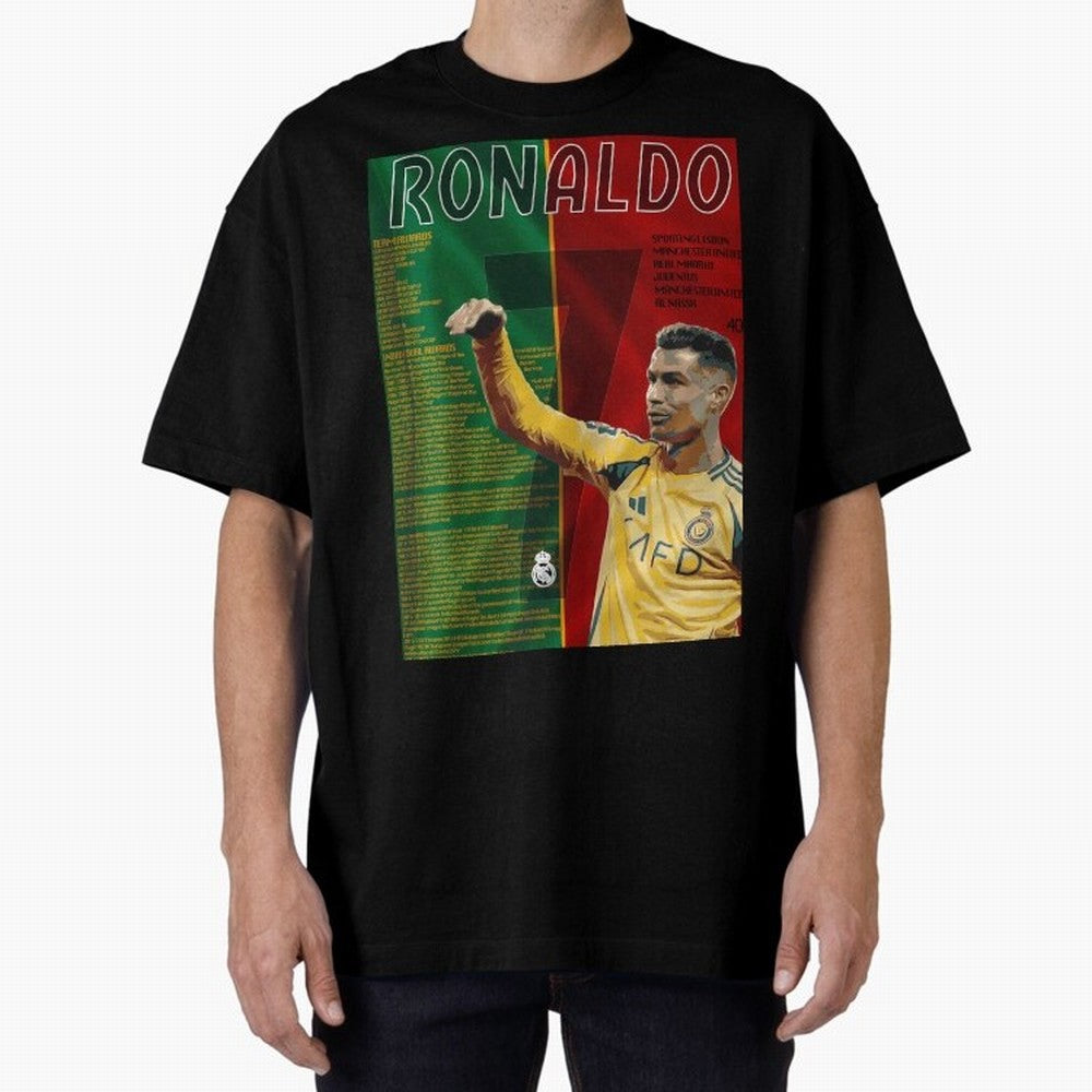 cristiano ronaldo 40th birthday tribute poster Oversized T-Shirt Enjoy the Biggest Football Party of FIFA World Cup 2026 for Fans of Messi and Cristiano Ronaldo and Brazil, Portugal and Argentina, Bringing Soccer Culture, Superstar Moments,