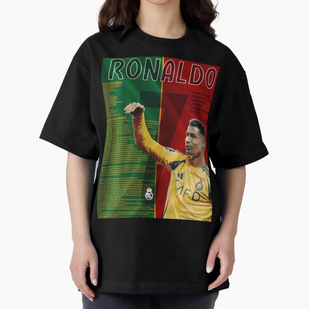 cristiano ronaldo 40th birthday tribute poster Oversized T-Shirt Enjoy the Biggest Football Party of FIFA World Cup 2026 for Fans of Messi and Cristiano Ronaldo and Brazil, Portugal and Argentina, Bringing Soccer Culture, Superstar Moments,