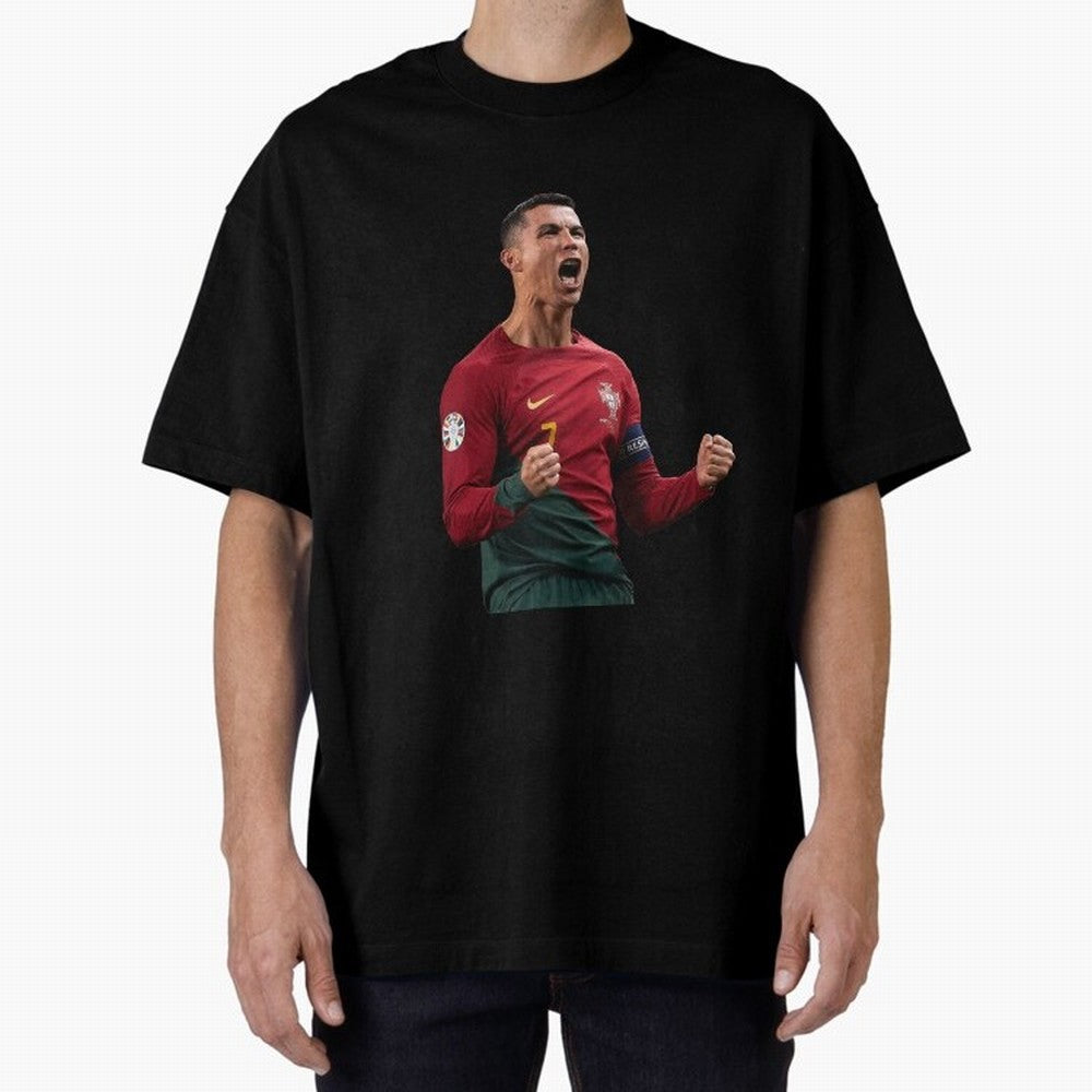 Cristiano Ronaldo T-Shirt Oversized T-Shirt Carry Global Football Passion for FIFA World Cup 2026, Celebrating CR7 and Messi, France and Portugal, Vintage Soccer Flavor, Modern Football Stars, National Flags and Final Night Emotion; Made for Die