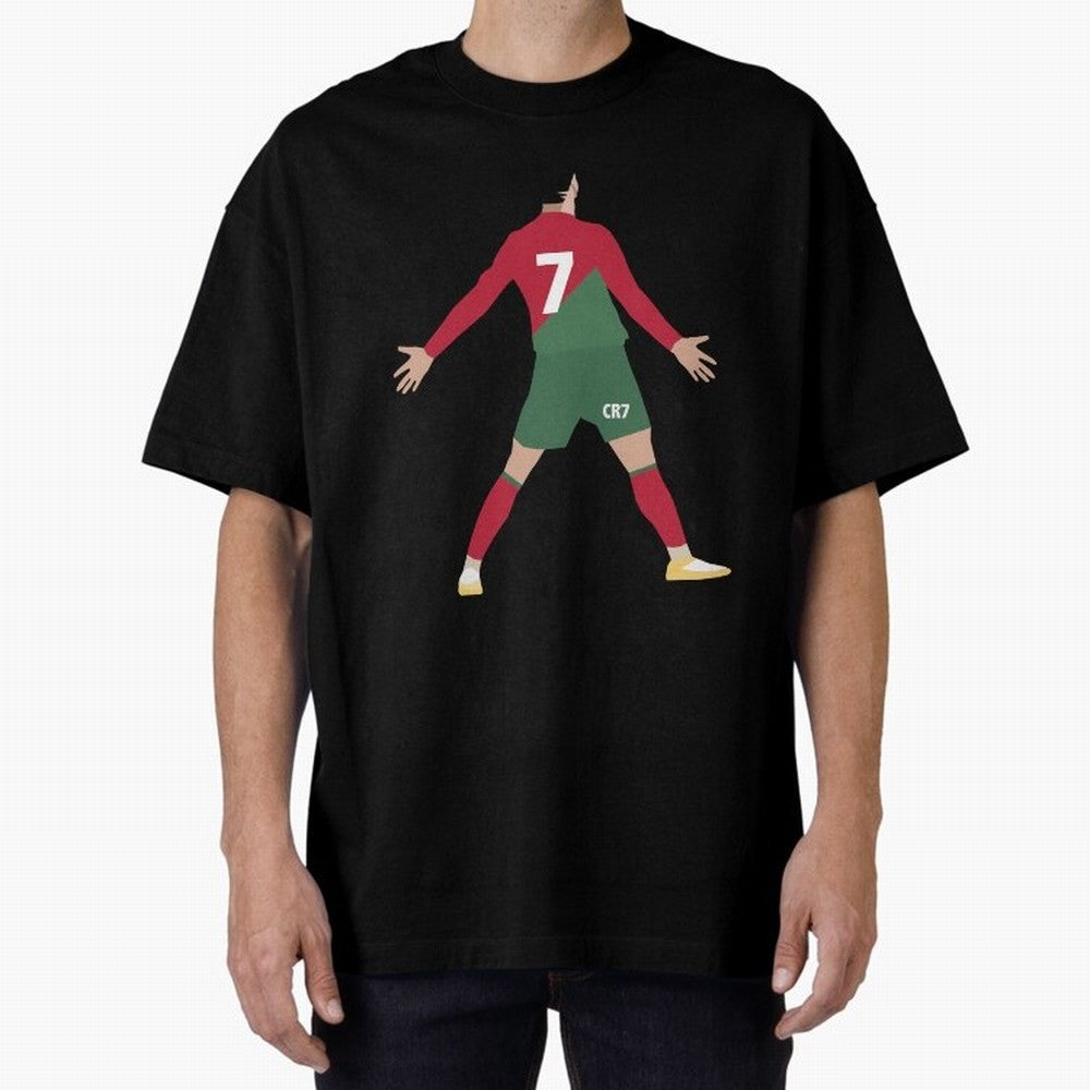 Cristiano Ronaldo illustration Oversized T-Shirt Fuel the Hype around Match Day Hype around FIFA World Cup 2026 USA Canada Mexico, Messi, Neymar and Mbappe, Spain, Global Supporter Spirit, Legendary Goals, National Colors and Tournament