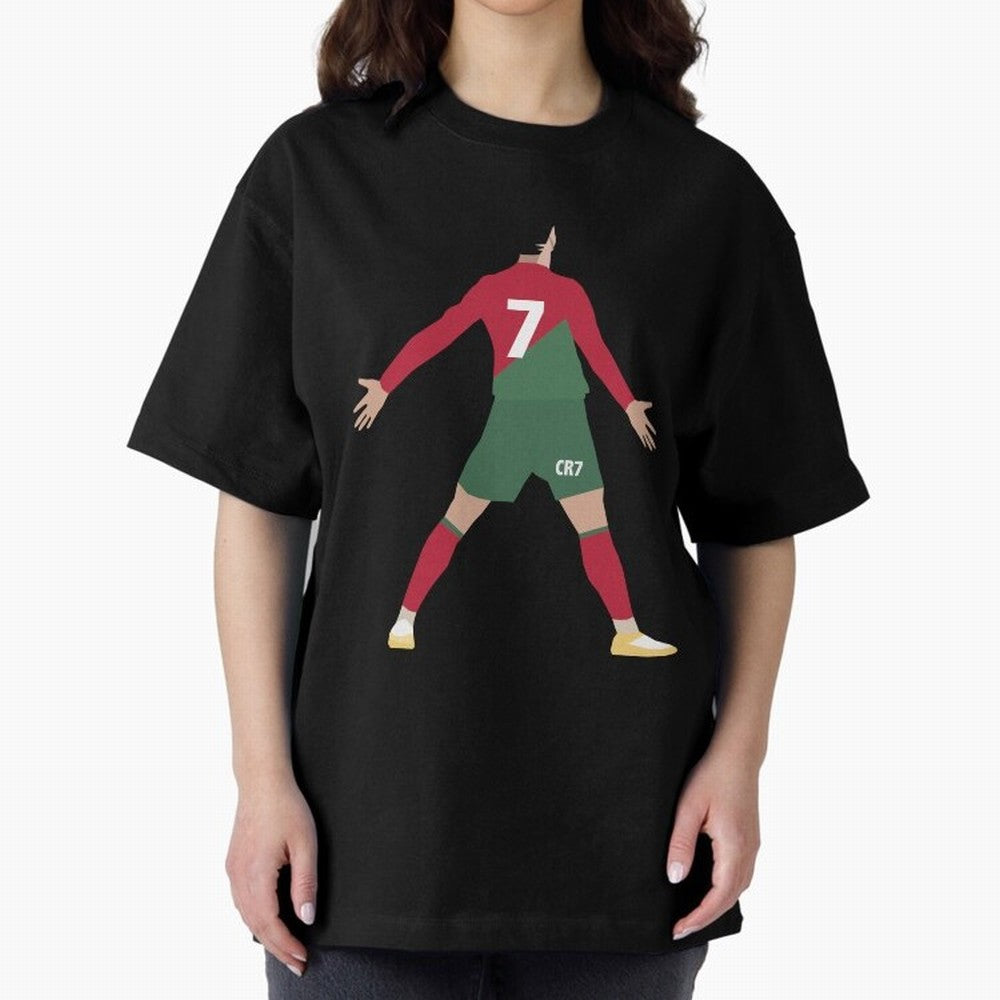 Cristiano Ronaldo illustration Oversized T-Shirt Fuel the Hype around Match Day Hype around FIFA World Cup 2026 USA Canada Mexico, Messi, Neymar and Mbappe, Spain, Global Supporter Spirit, Legendary Goals, National Colors and Tournament