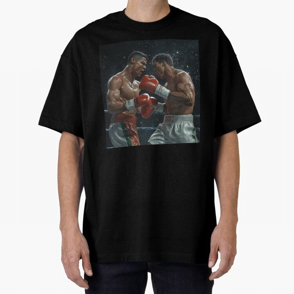 Cristiano Ronaldo vs Alvarez Canelo: Gaming Duel Between Legends Oversized T-Shirt Make Game Day About Global Football Passion for FIFA World Cup 2026, Inspired by Mbappe and Neymar, Germany, Sports Nostalgia, International Competition, Famous