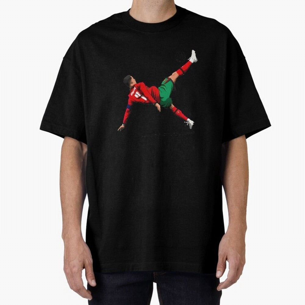 Cristiano Ronaldo 910th Goal Bicycle Kick Tribute Oversized T-Shirt Build FIFA World Cup 2026 Group Stage Centered on Cristiano Ronaldo, England and Germany Energy, Game Day Rituals, Football Legends, Country Pride and the Road to the Final; Made