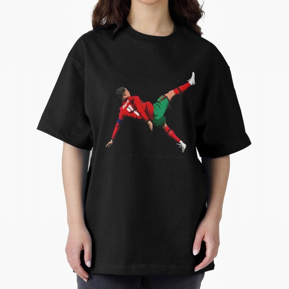 Cristiano Ronaldo 910th Goal Bicycle Kick Tribute Oversized T-Shirt Build FIFA World Cup 2026 Group Stage Centered on Cristiano Ronaldo, England and Germany Energy, Game Day Rituals, Football Legends, Country Pride and the Road to the Final; Made