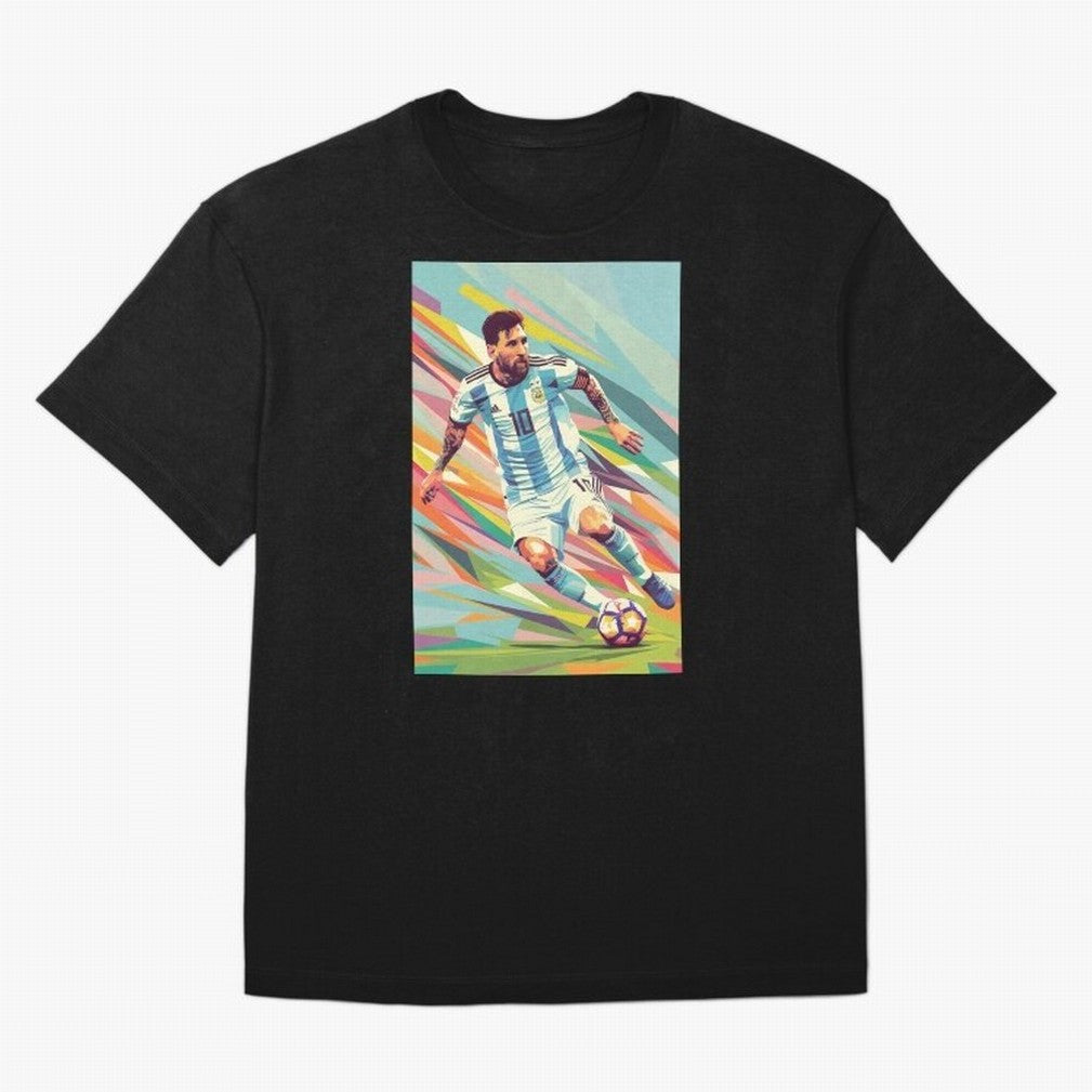 Messi in action Graphic poster design Oversized T-Shirt Mark FIFA World Cup 2026 USA Canada Mexico Spirit, Driven by Argentina, Messi, Neymar and Mbappe, Game Day Rituals, Football Legends, Country Pride and the Road to the Final; Perfect for