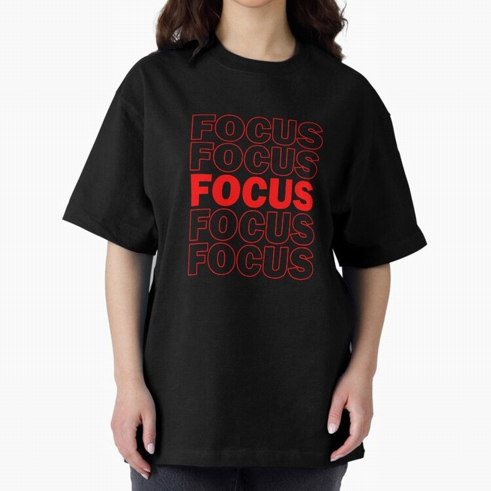 Focus Focus Focus (Red) Oversized T-Shirt Honor Champions and Dreams in FIFA World Cup 2026 Group Stage with Cristiano Ronaldo, Haaland and CR7, Portugal Energy, Retro Football Energy, Iconic Rivalries, Trophy Chase Drama and Stadium Atmosphere;