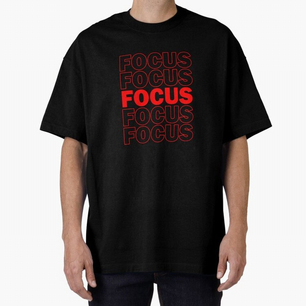 Focus Focus Focus (Red) Oversized T-Shirt Honor Champions and Dreams in FIFA World Cup 2026 Group Stage with Cristiano Ronaldo, Haaland and CR7, Portugal Energy, Retro Football Energy, Iconic Rivalries, Trophy Chase Drama and Stadium Atmosphere;
