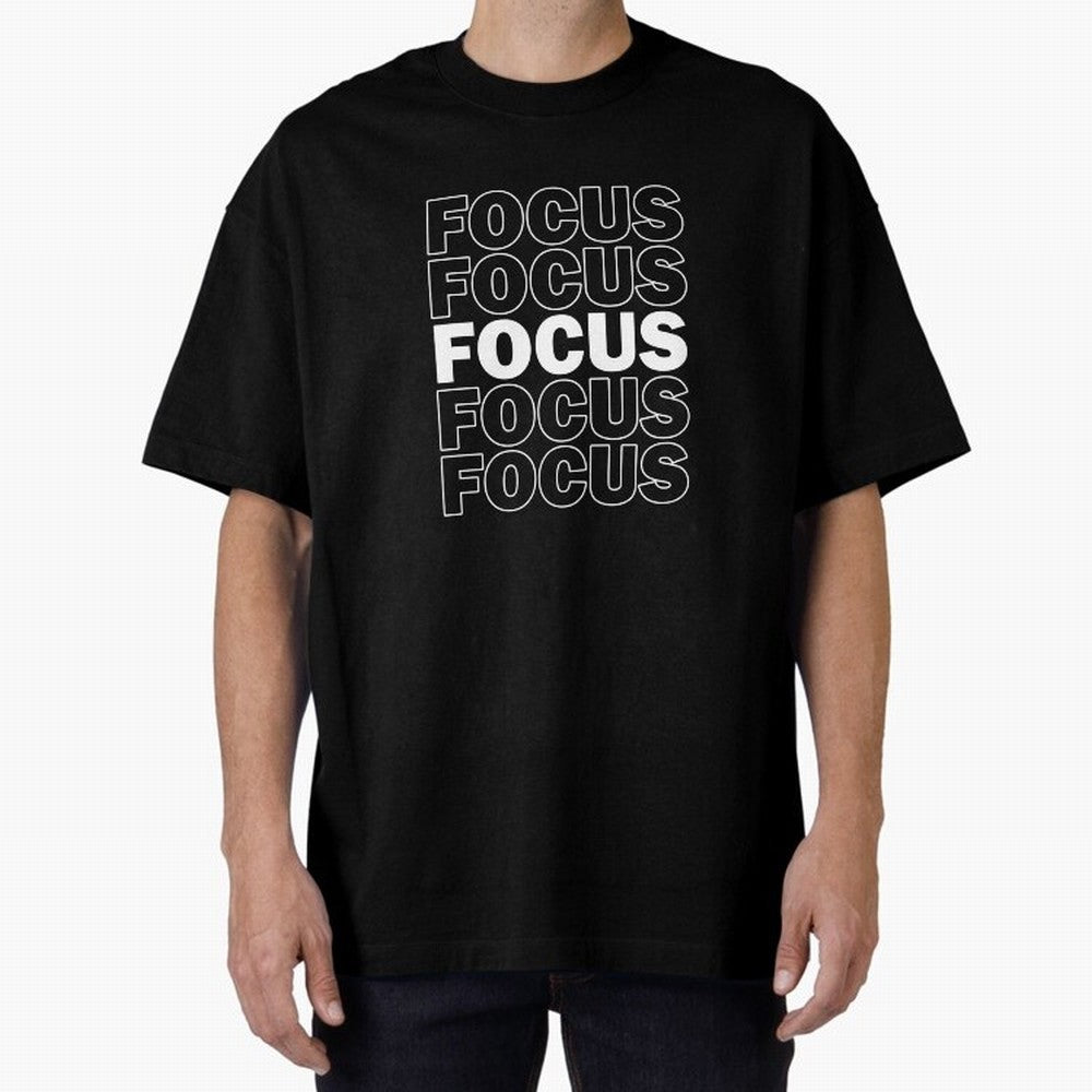 Focus Focus Focus (White Design) Oversized T-Shirt Bring Retro Soccer Energy to FIFA World Cup 2026 Group Stage for Fans of Mbappe and Neymar and Portugal, Spain and Germany, Bringing Soccer Culture, Superstar Moments, National Team Dreams and