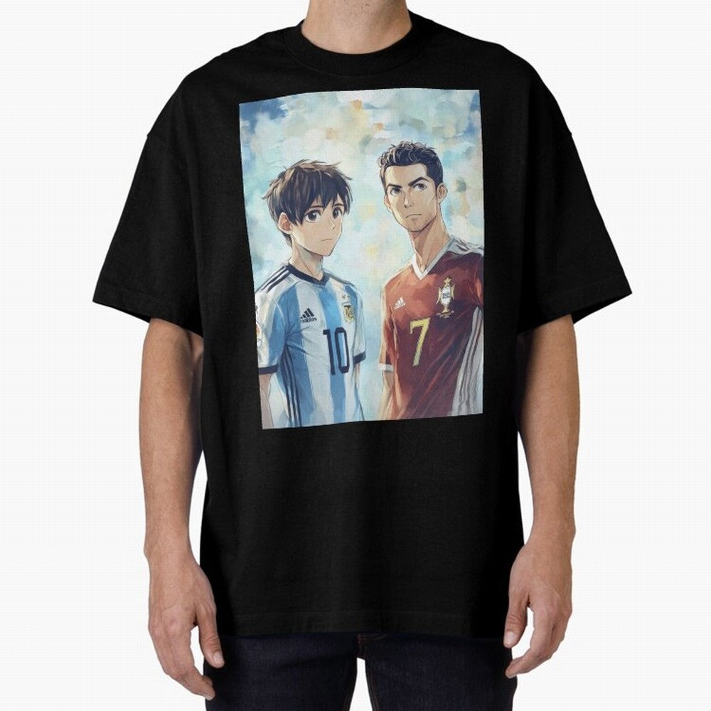Lionel Messi and Cristiano Ronaldo Oversized T-Shirt Fuel the FIFA World Cup 2026 Journey through Cristiano Ronaldo Highlights, England Pride, Sports Nostalgia, International Competition, Famous Players and Unforgettable Victories; Built for