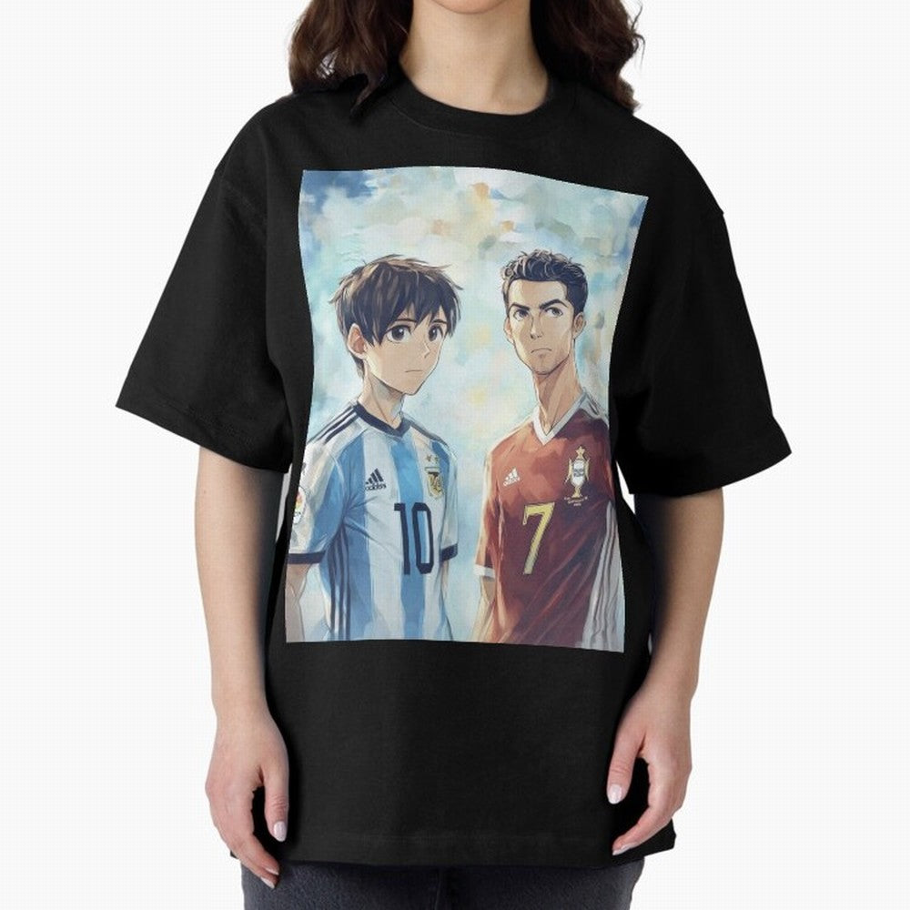 Lionel Messi and Cristiano Ronaldo Oversized T-Shirt Fuel the FIFA World Cup 2026 Journey through Cristiano Ronaldo Highlights, England Pride, Sports Nostalgia, International Competition, Famous Players and Unforgettable Victories; Built for