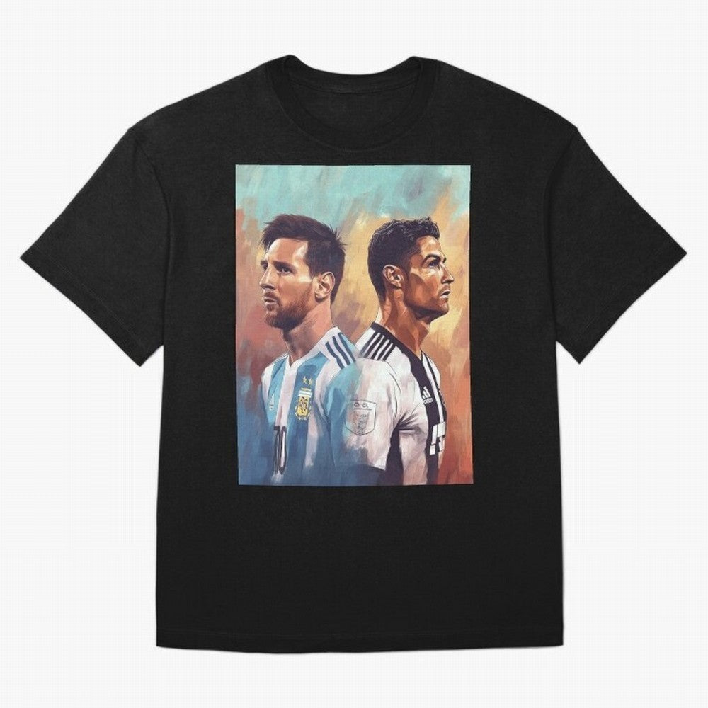 Lionel Messi and Cristiano Ronaldo Oversized T-Shirt Show Your Tournament Heart for FIFA World Cup 2026 USA Canada Mexico Spirit, Connected to Argentina and Brazil, Cristiano Ronaldo, Vintage Soccer Flavor, Modern Football Stars, National Flags and