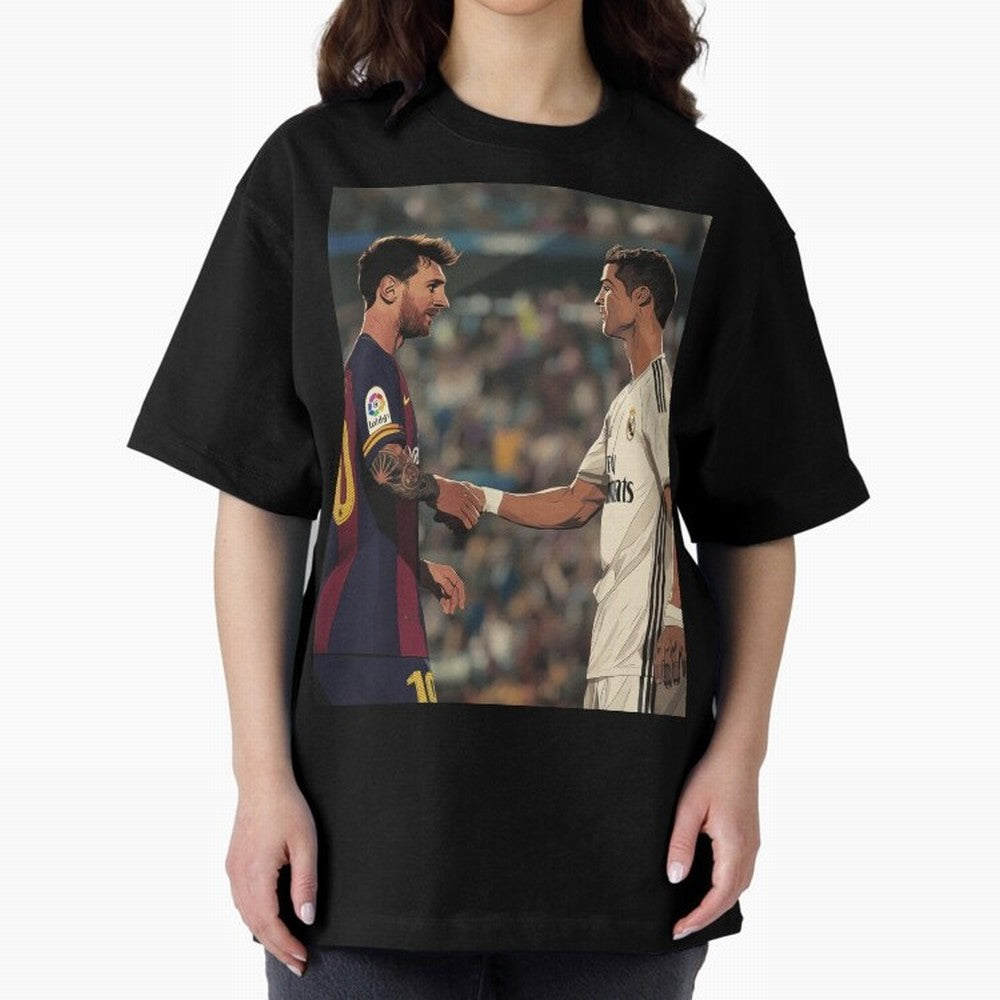Lionel Messi and Cristiano Ronaldo Oversized T-Shirt Feel Match Day Hype around FIFA World Cup 2026, Messi, Neymar and Mbappe, Argentina, Supporter Pride, Iconic Celebrations, Legendary Names and Global Match Day Energy; Ideal for Passionate Fans