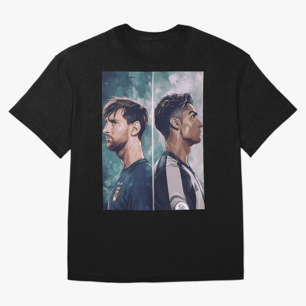 Lionel Messi and Cristiano Ronaldo Oversized T-Shirt Bring a Vintage Feel to FIFA World Cup 2026 Group Stage for Fans of Cristiano Ronaldo, Haaland and CR7 and France and Portugal, Bringing Vintage Soccer Flavor, Modern Football Stars, National