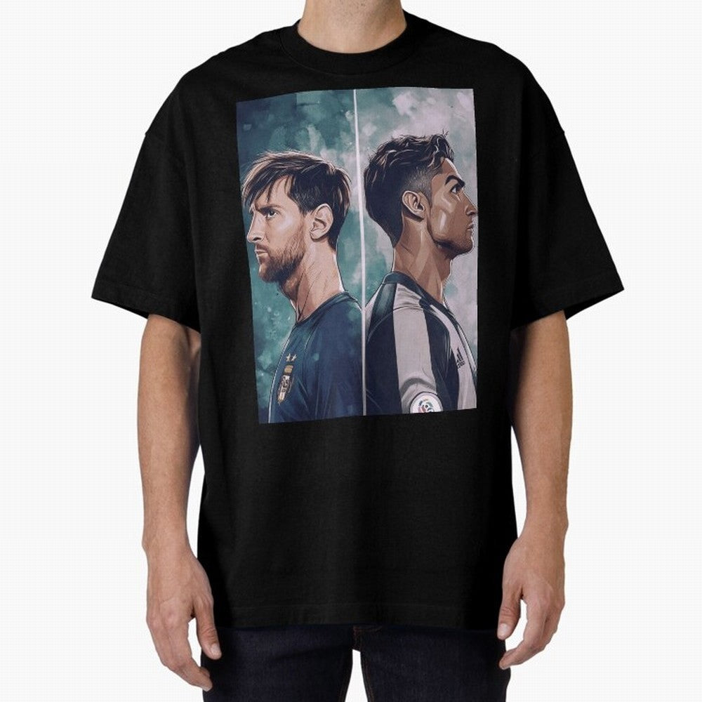Lionel Messi and Cristiano Ronaldo Oversized T-Shirt Bring a Vintage Feel to FIFA World Cup 2026 Group Stage for Fans of Cristiano Ronaldo, Haaland and CR7 and France and Portugal, Bringing Vintage Soccer Flavor, Modern Football Stars, National