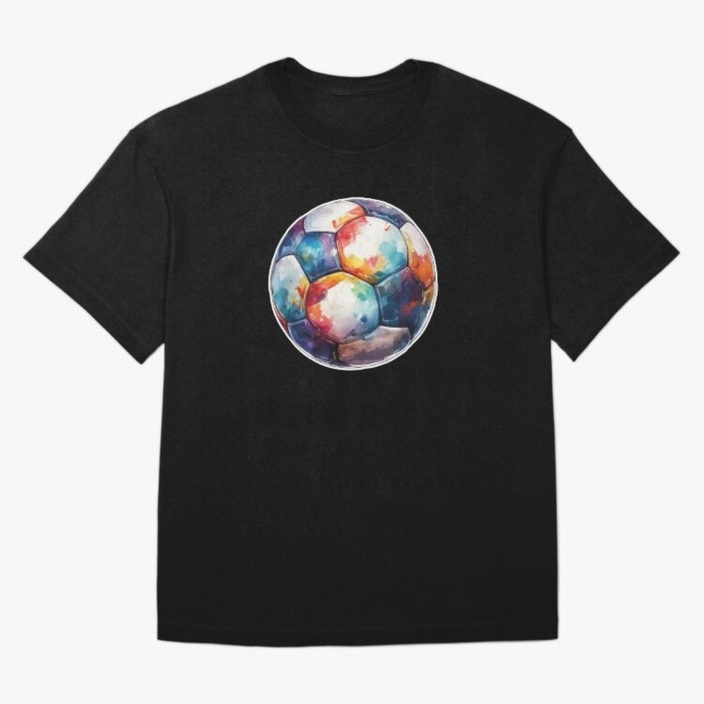 Football Soccer Ball Watercolor Illustration Drawing (Gray Blue BG) Oversized T-Shirt Share FIFA World Cup 2026 USA Canada Mexico Filled with Haaland and Mbappe, England, France and Netherlands Energy, Championship Spirit, Famous Goals, Roaring