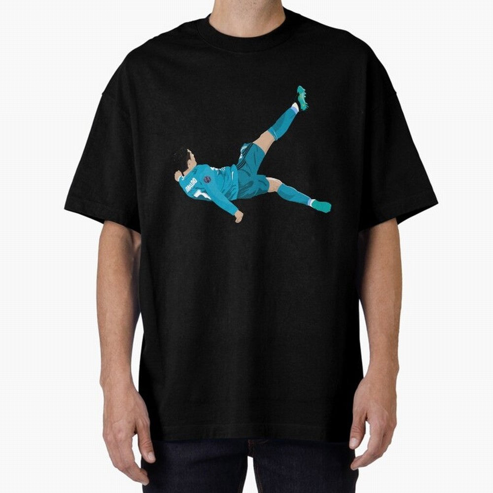 Cristiano Ronaldo Bicycle Kick Oversized T-Shirt Follow the Road to Match Day Hype around FIFA World Cup 2026 USA Canada Mexico, CR7 and Messi, England and Germany, Soccer Culture, Superstar Moments, National Team Dreams and Competitive Fire; Ideal
